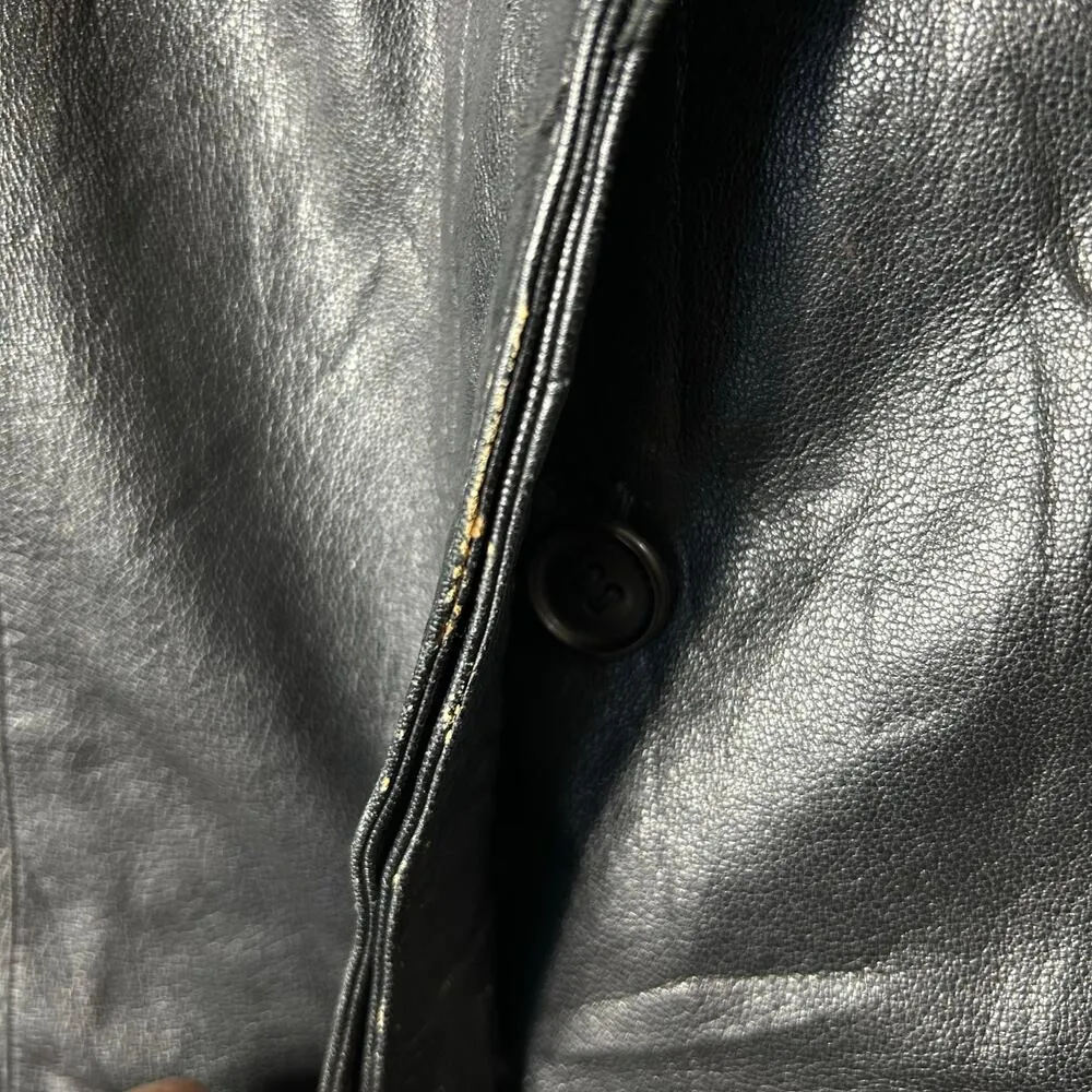 Vera Pelle Leather Jacket Womens L Black Long Sleeve Moto‎ Biker Made in Italy - Image 5