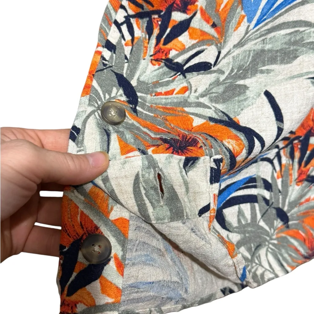 Chico’s Linen Blend Tropical Print Button Down Top Short Sleeve Sz 3X - Image 7