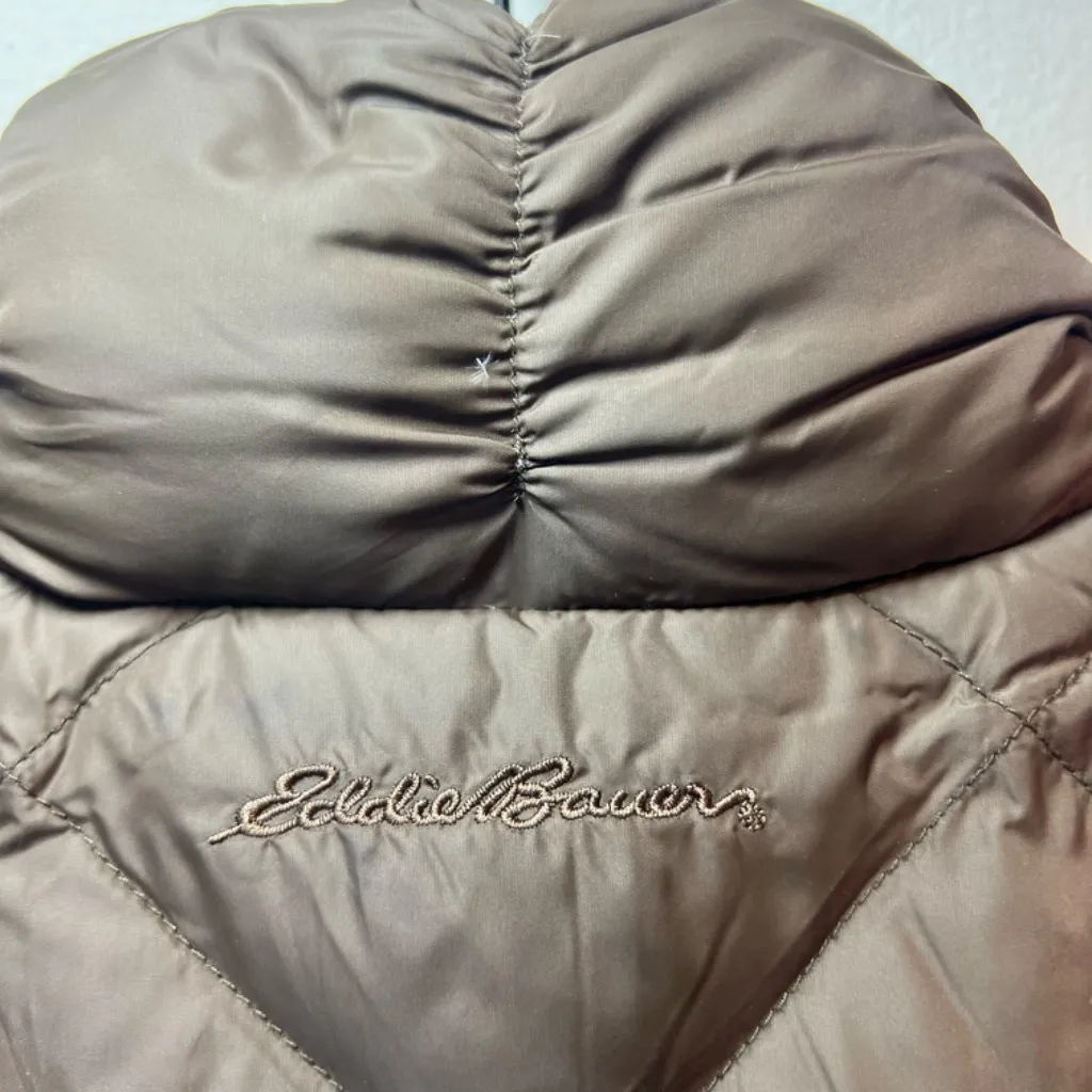 Eddie Bauer Goose Down Quilted Puffer Vest Jacket Brown Zip Pockets Womens Small - Image 11