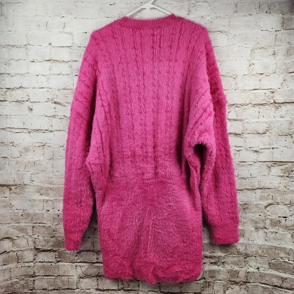 Retrofete Tala Fuzzy Mini Dress in Fuzzy Magenta Pink Size XL Sweater - Image 8