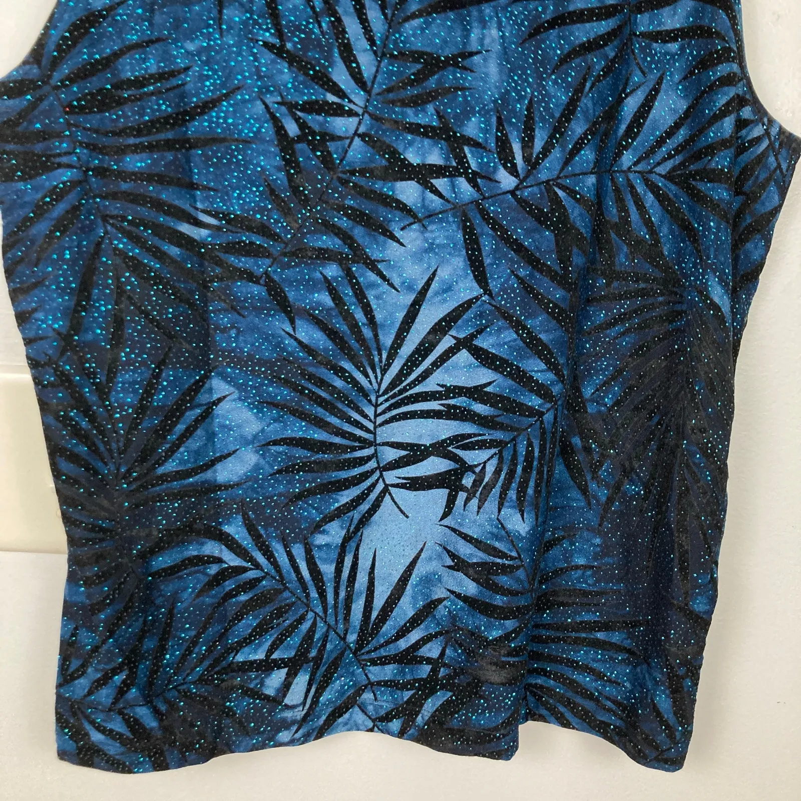 Vintage Chicos Women 3/L Blue Velvet Burnout Glitter Top Whimsigoth Fairy Grunge - Image 10
