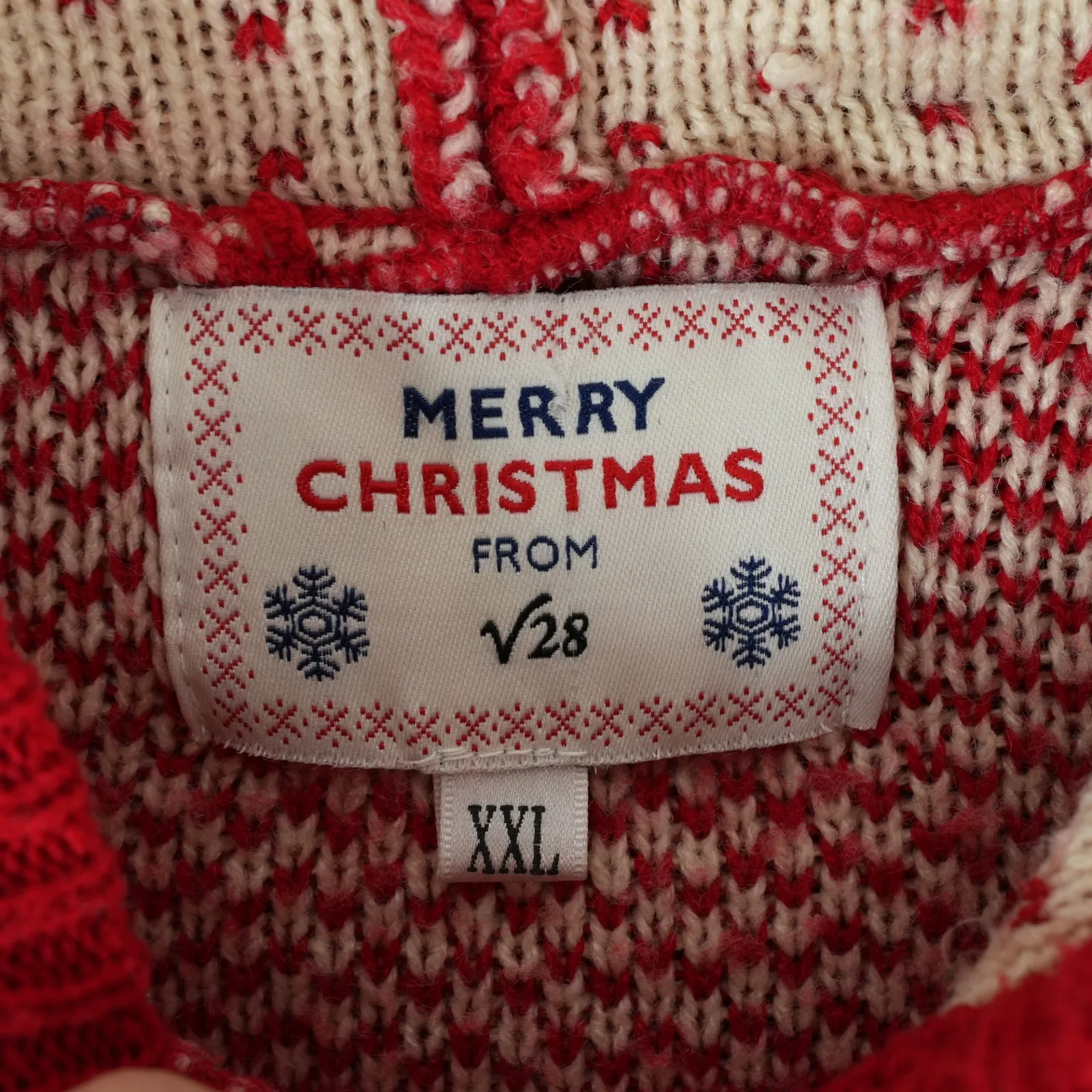 Merry Christmas V28 Ugly Knit Sweater Womens XXL Red Reindeer Snowflake Hoodie Size 2X - Image 3