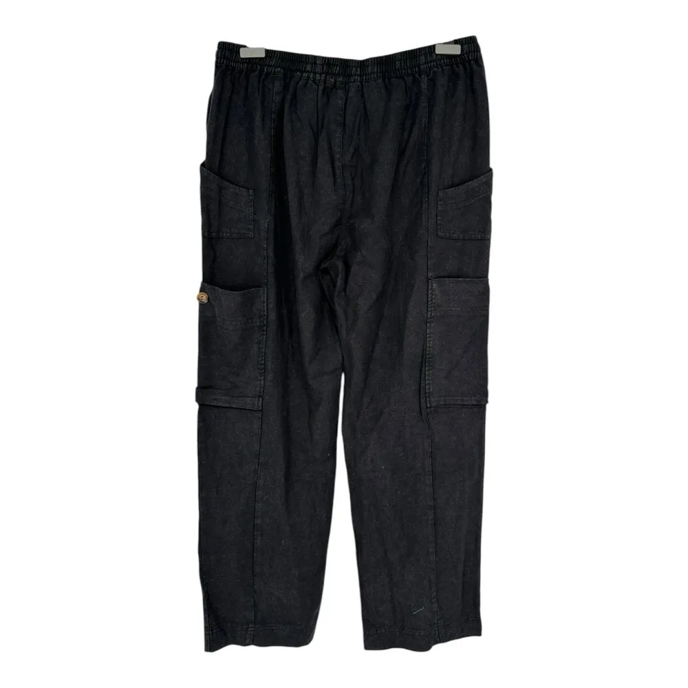 Heyson Black Mineral Wash Cargo Pants size 1X Elastic Waist Linen Cotton NWOT - Image 7