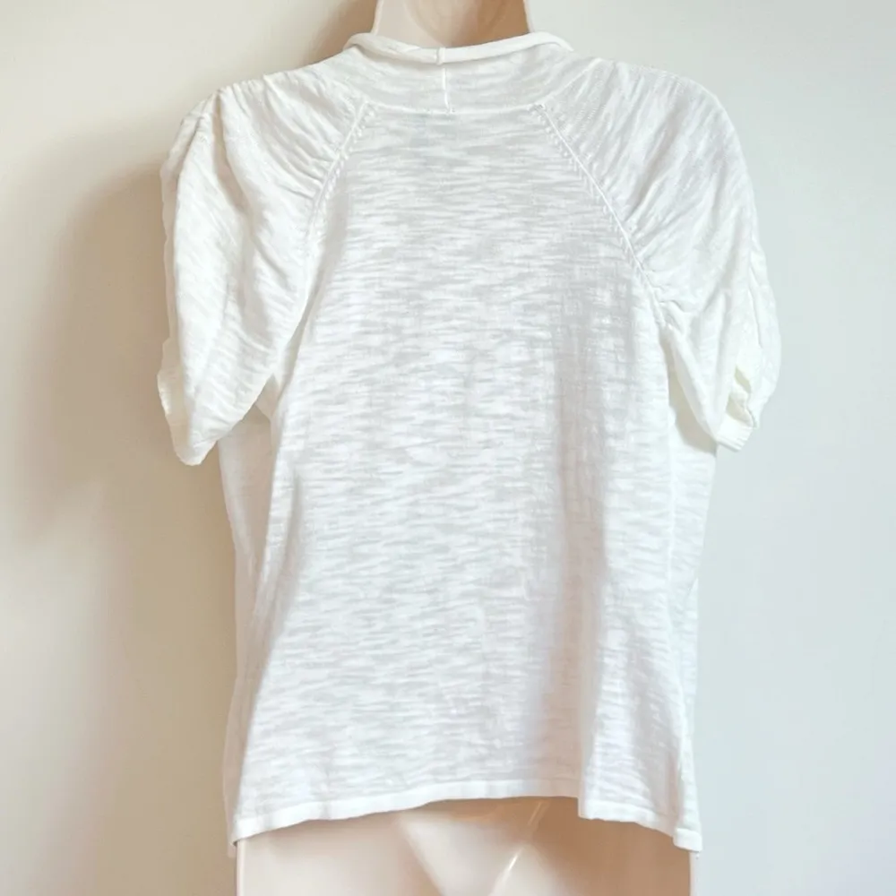 Take Out Short Sleeve Knit Cropped Open Cardigan Sweater Lightweight White Small - Image 4
