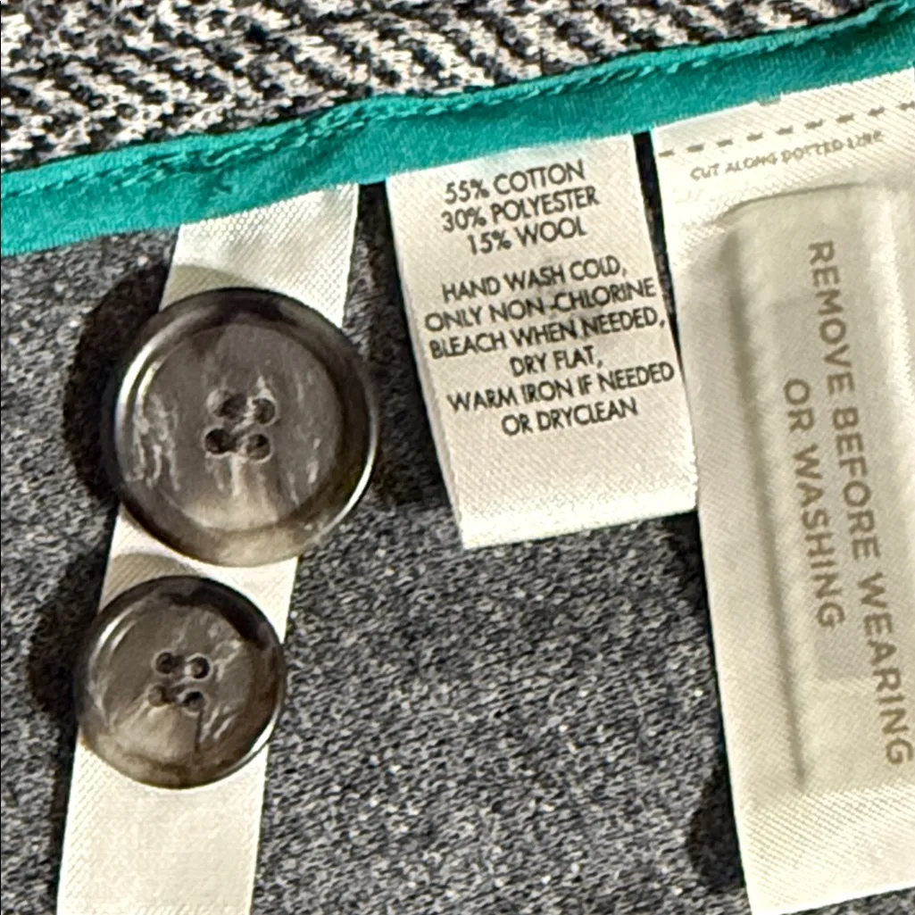 ANN TAYLOR LOFT herringbone blazer grey two button front wool blend womens small - Image 6