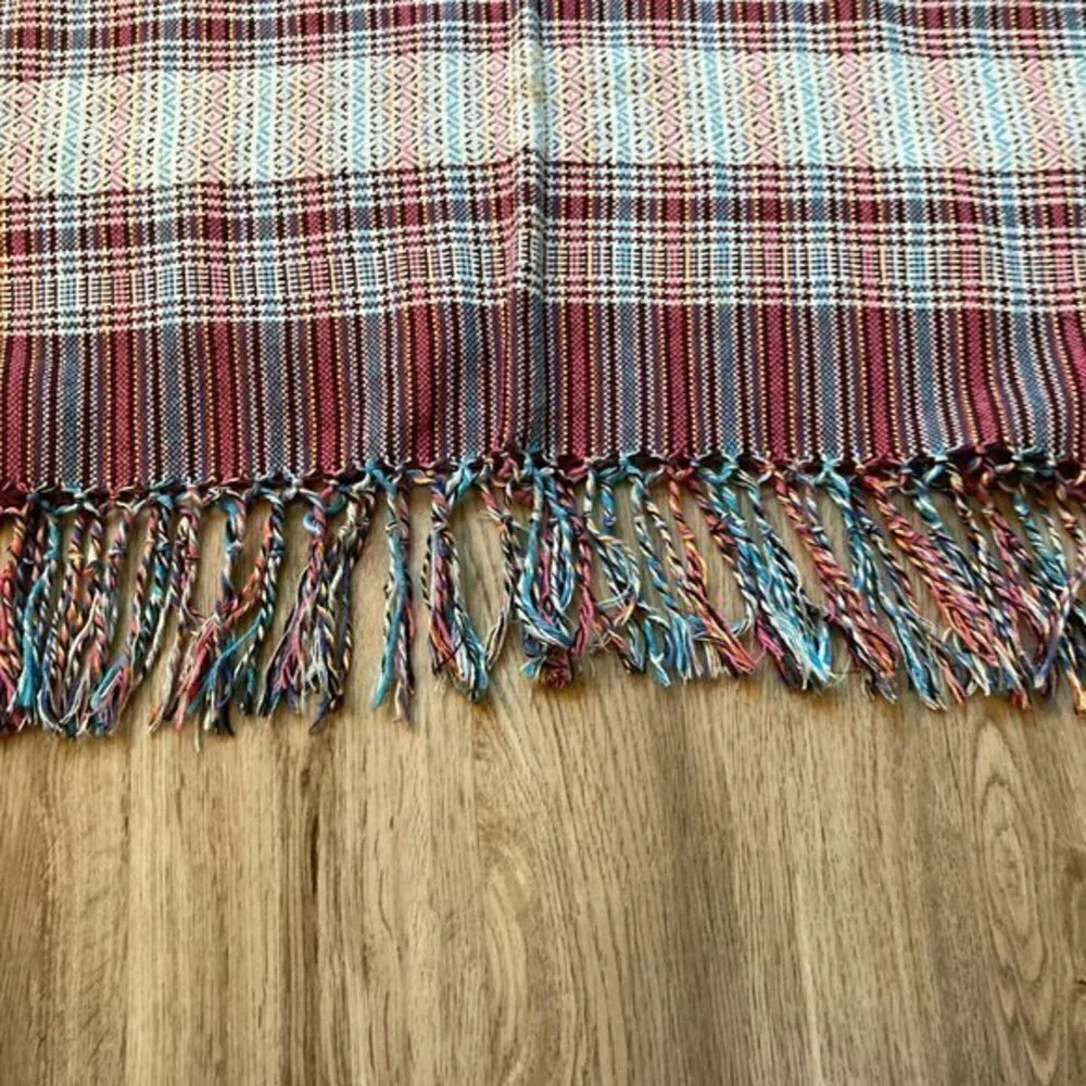 Woven Fringe Oversize Tunic Shawl One Size Pink Size undefined - Image 5