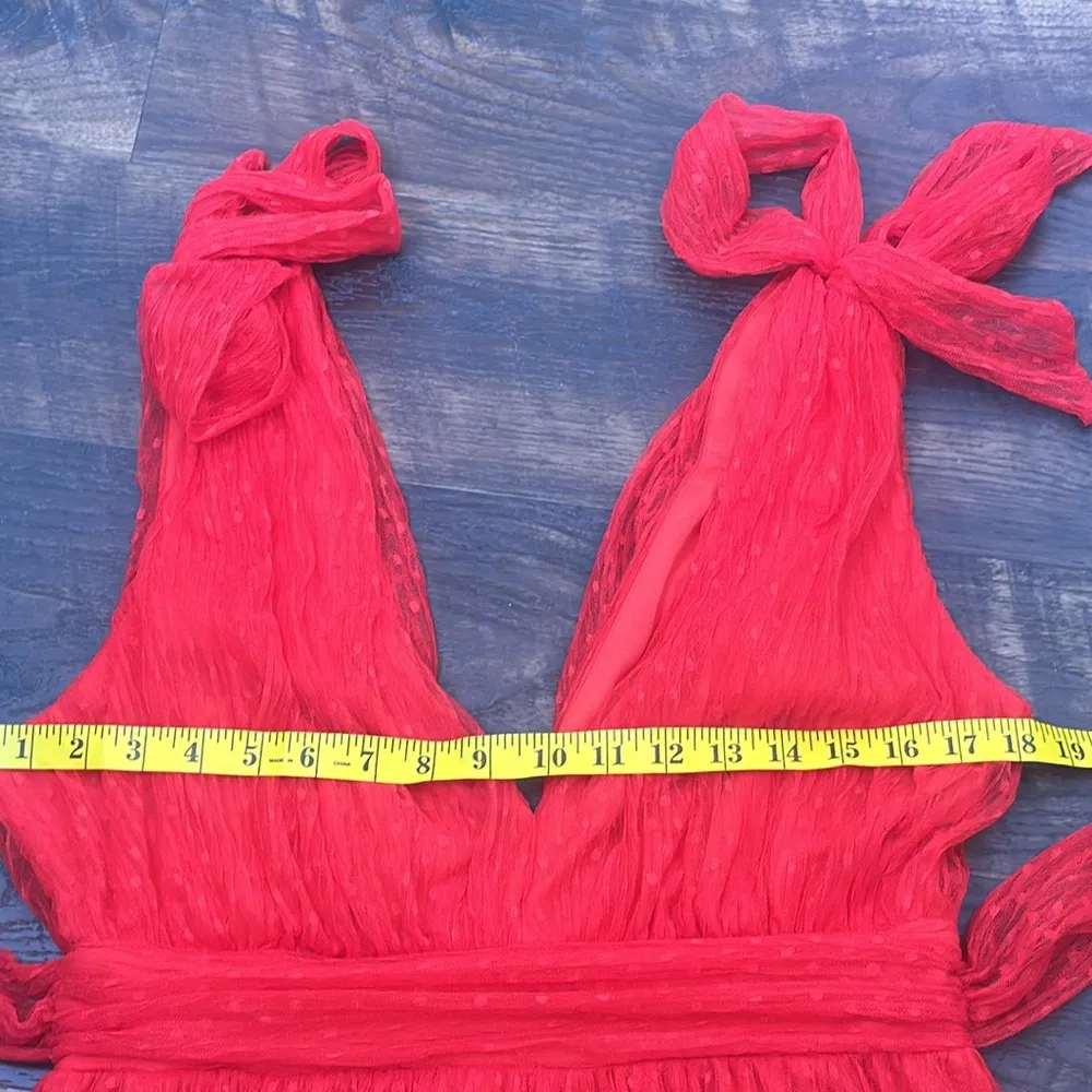 Vici Collection Tiered Tulle Midi Dress Red  Sz large - Image 12