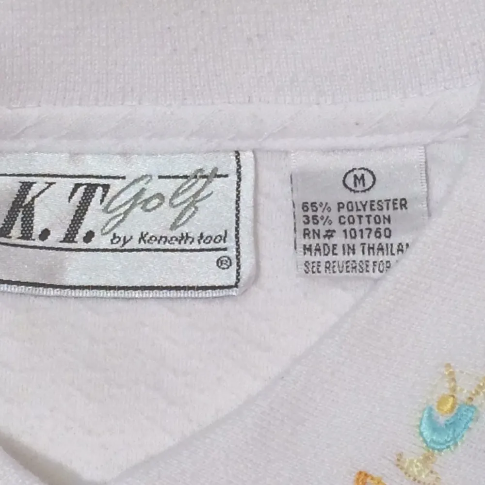 Vintage K.T. Golf polo shirt short sleeve top White Size M - Image 4