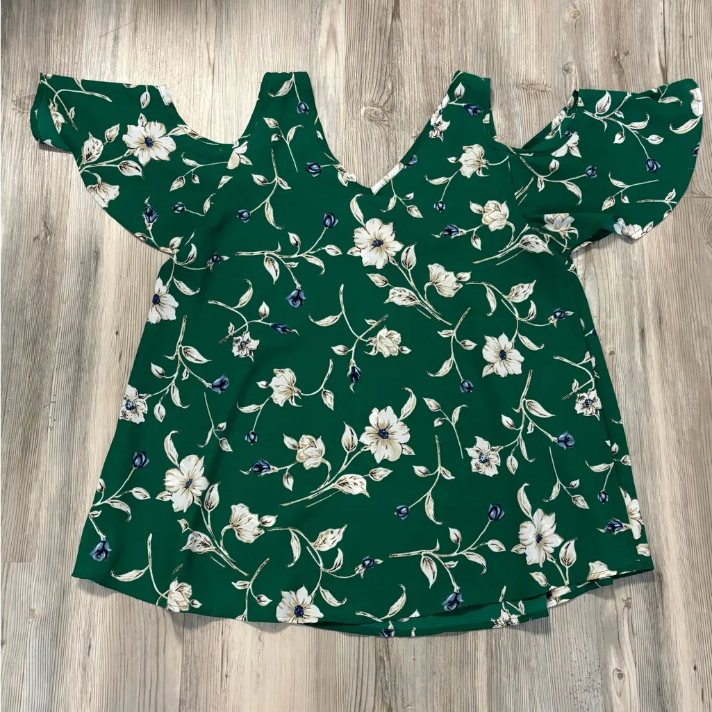 Sienna Sky Green Ruffled Cut Out Blouse - Image 2