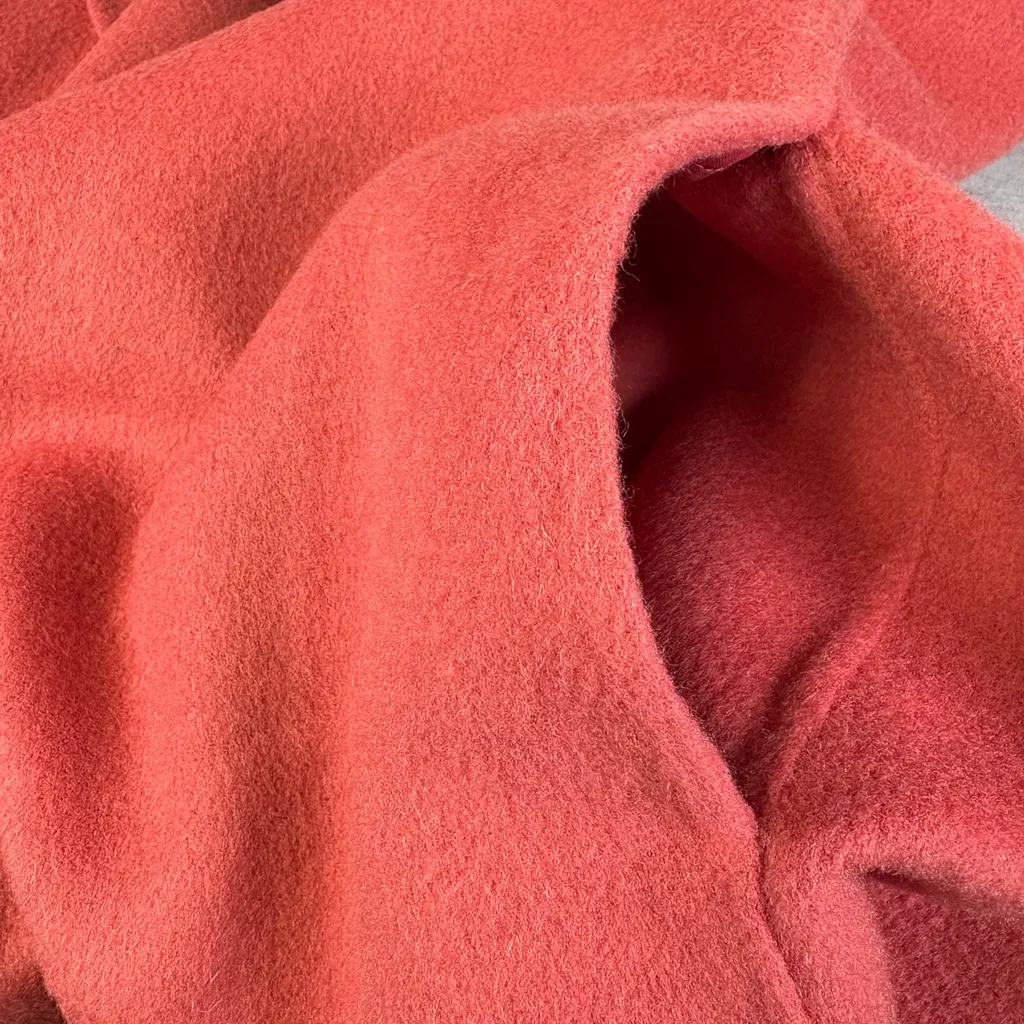 Talbots Women's Sz M Coral Pink Wool Blend Belted Waist Trench Coat With Pockets - Image 8