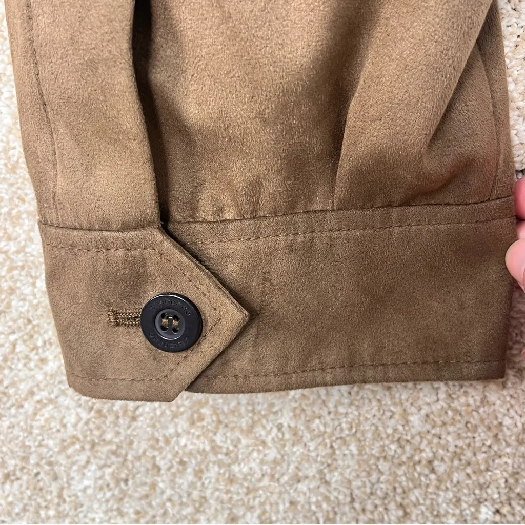 Imperfect Y2K suede barn jacket Claiborne Outerwear XL brown button down pockets - Image 4