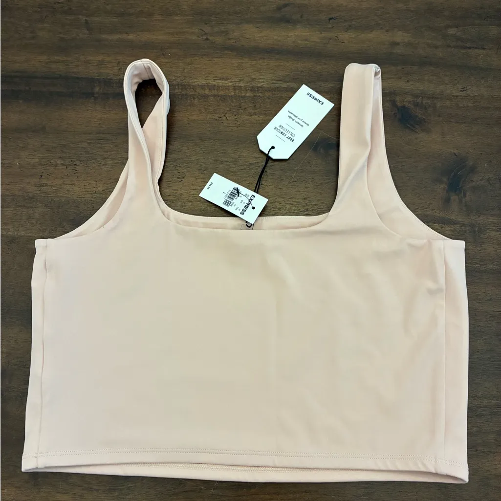Express Body Contour Tank Top Square Neck Women’s Large Nude Beige Tan New NWT - Image 4