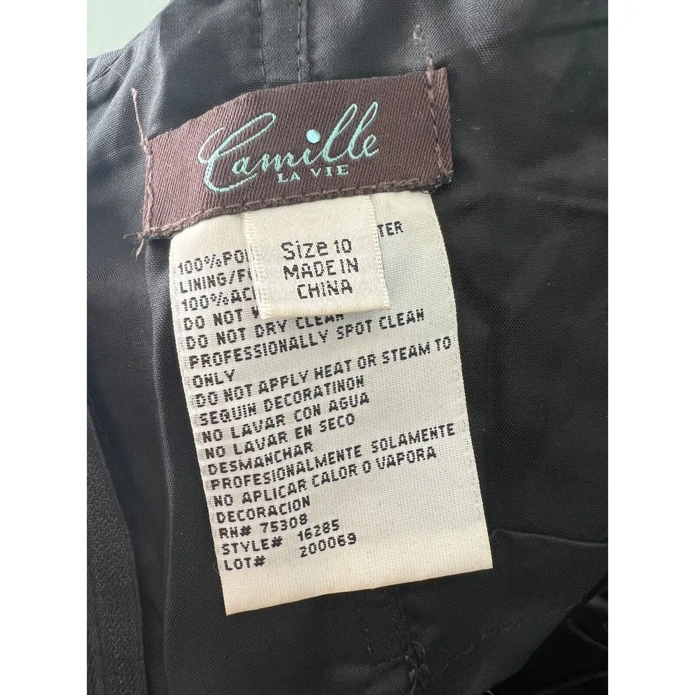 CAMILLE LA VIE Black short puff y toille sequin prom dress formal 10 - Image 4