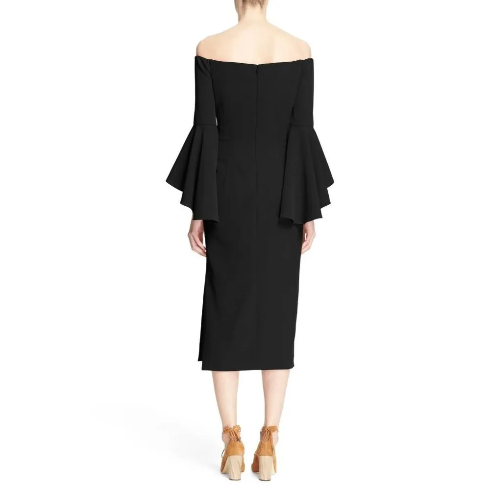 NWT MILLY Selena in Black Italian Cady Slit Side Sheath Dress 4 $485 - Image 11