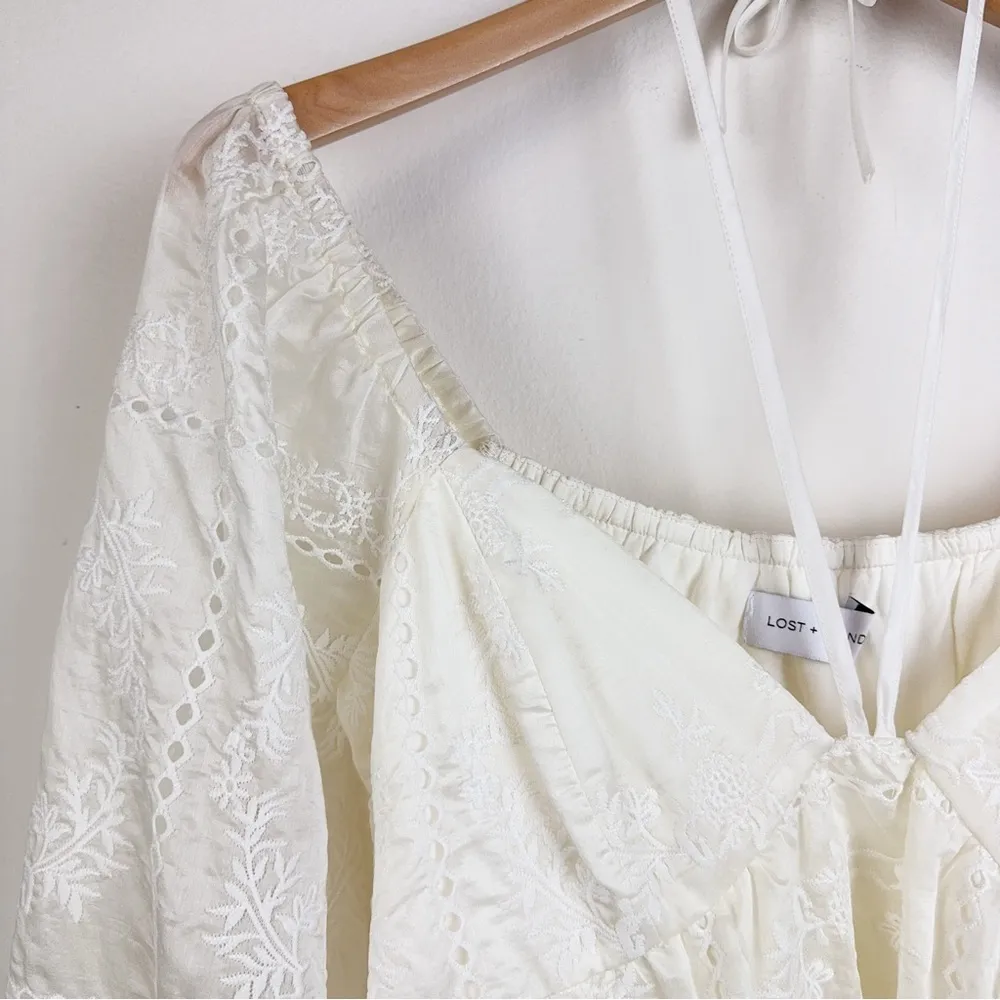 NWT Lost + Wander Somerset Meadow Baby Doll Mini Dress in Off White / Cream - Image 3