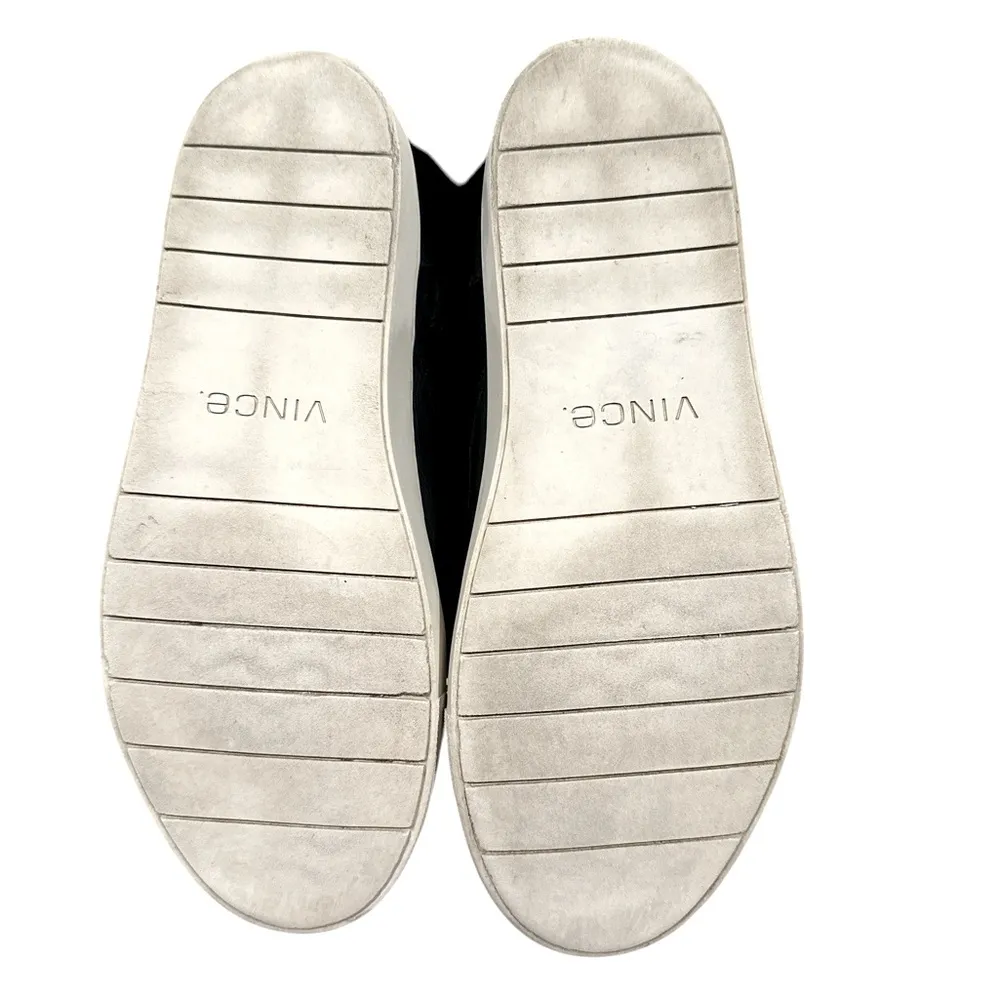 VINCE NYACK LADIES BLACK HIGH TOP RABBIT FUR TRIMMED SNEAKERS 9 - Image 8