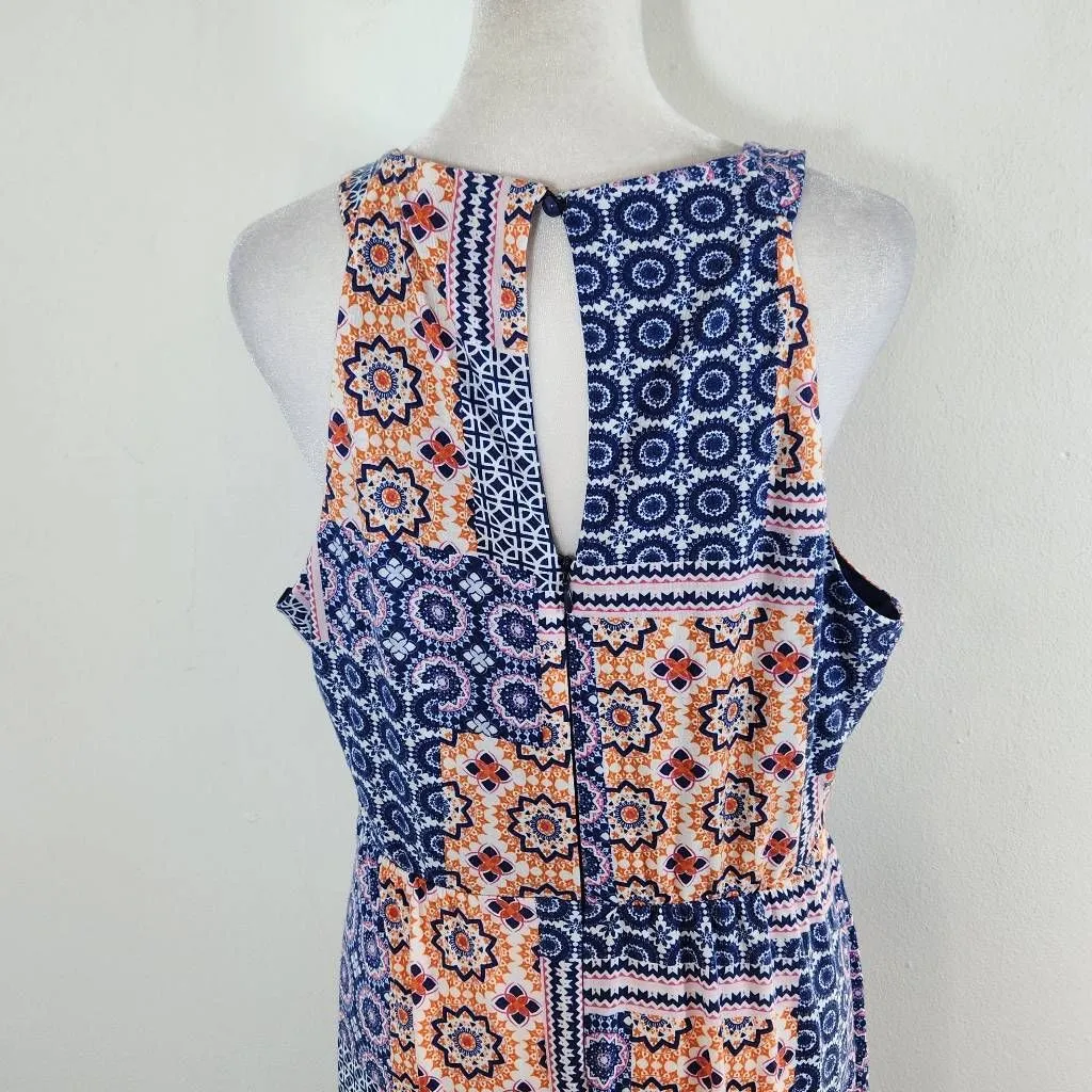 Kut from the Kloth Blue and Orange Boho Maxi Dress Size 12 Patchwork Boho Dress - Image 6