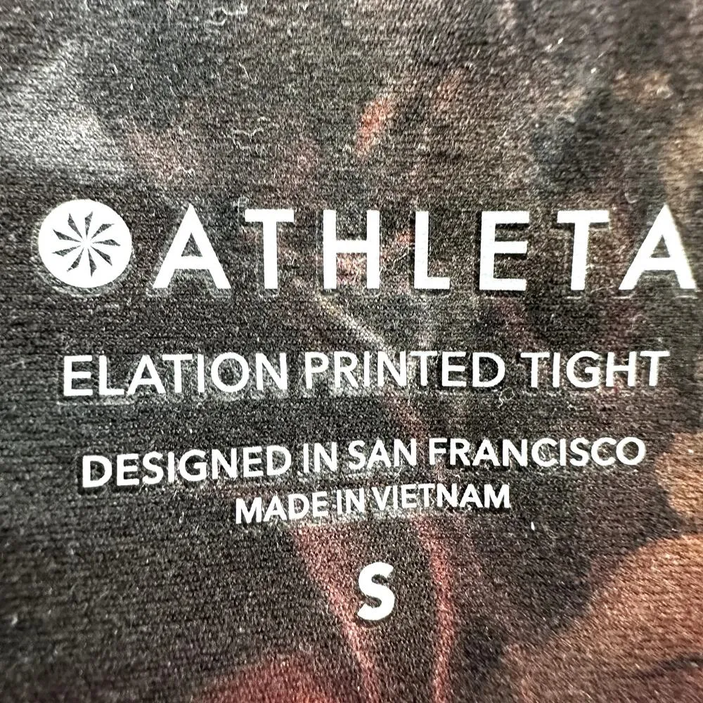 Athleta Elation Printed Tight Leggings Floral High Waisted Ankle Black Red Small - Image 3