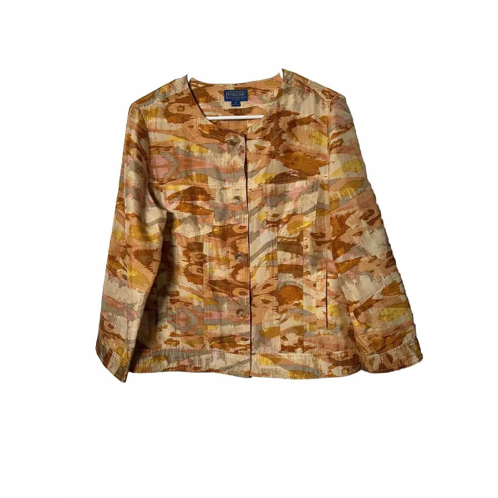 Pendleton Woman’s 100% Silk Endless Summer‎ Washable Long Sleeve Top Size M - Image 2