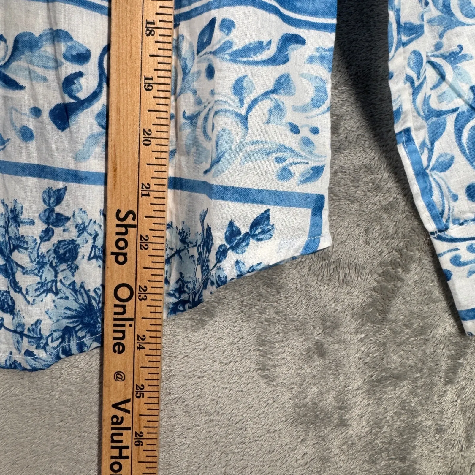 Calypso St Barth Shirt Blue White Floral Print Button DownTop Womens‎ S Boho - Image 9