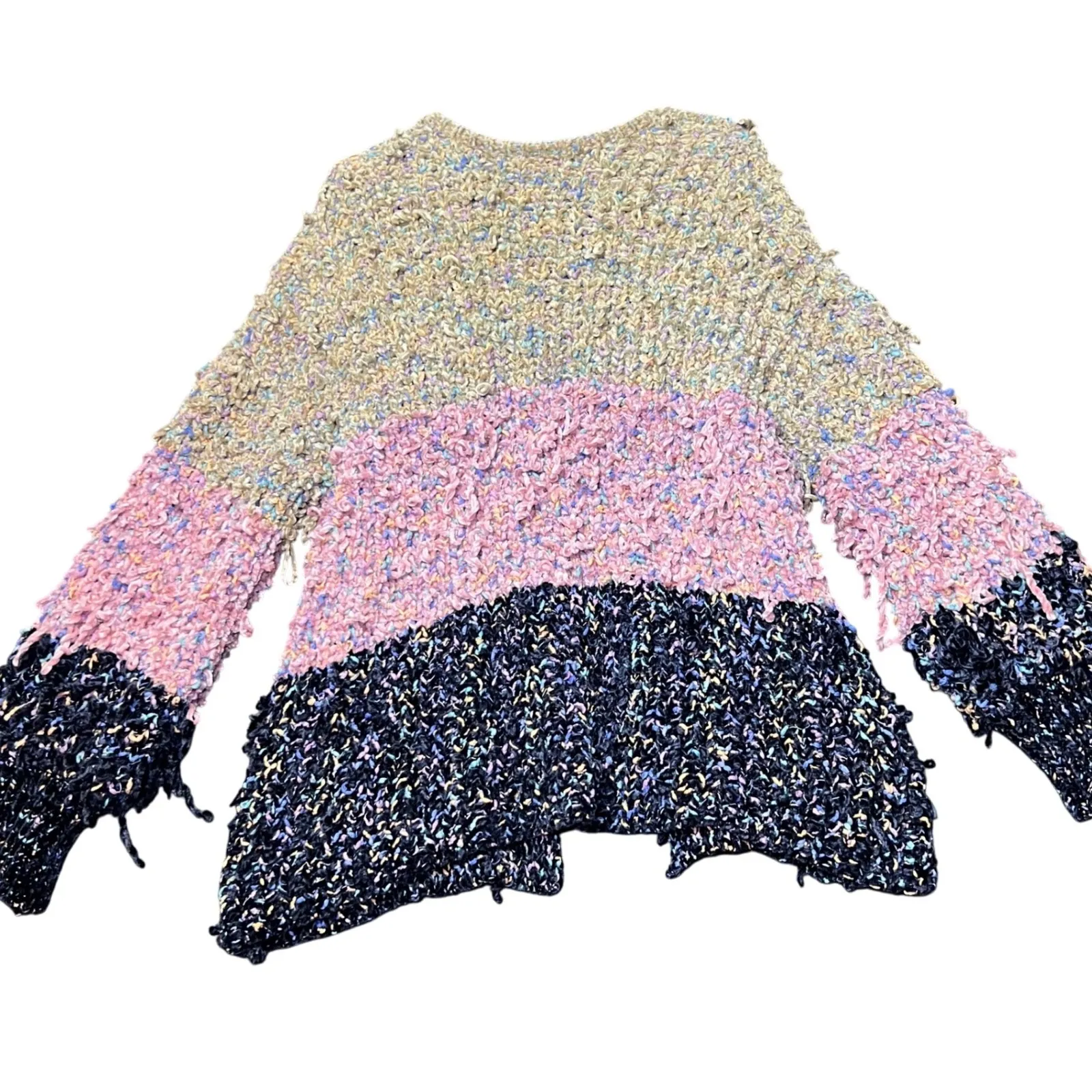 Kori America Fuzzy Cardigan Sweater Womens 1XL/2XL Multi Color Striped Cozy Warm Gray Size undefined - Image 3