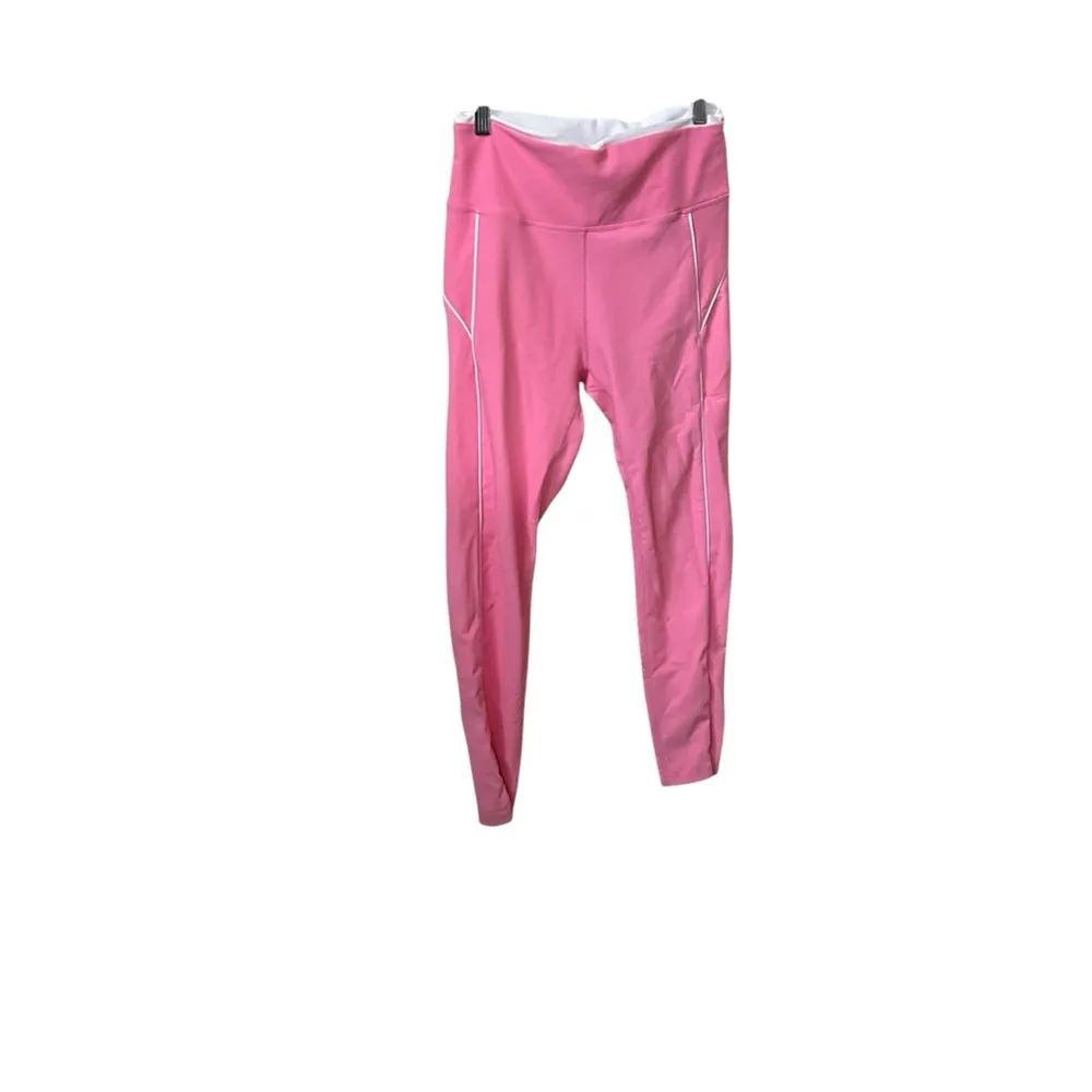 Wilo Pink With White Piping Yoga, Running, Fitness Full Length Sz Large Legging. - Image 3