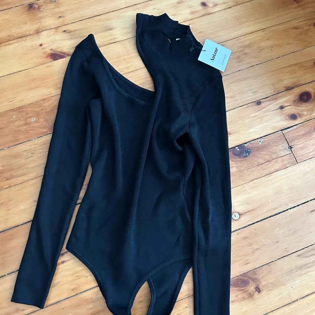 NWT Auteur two tone knitted bodysuit large black - Image 2