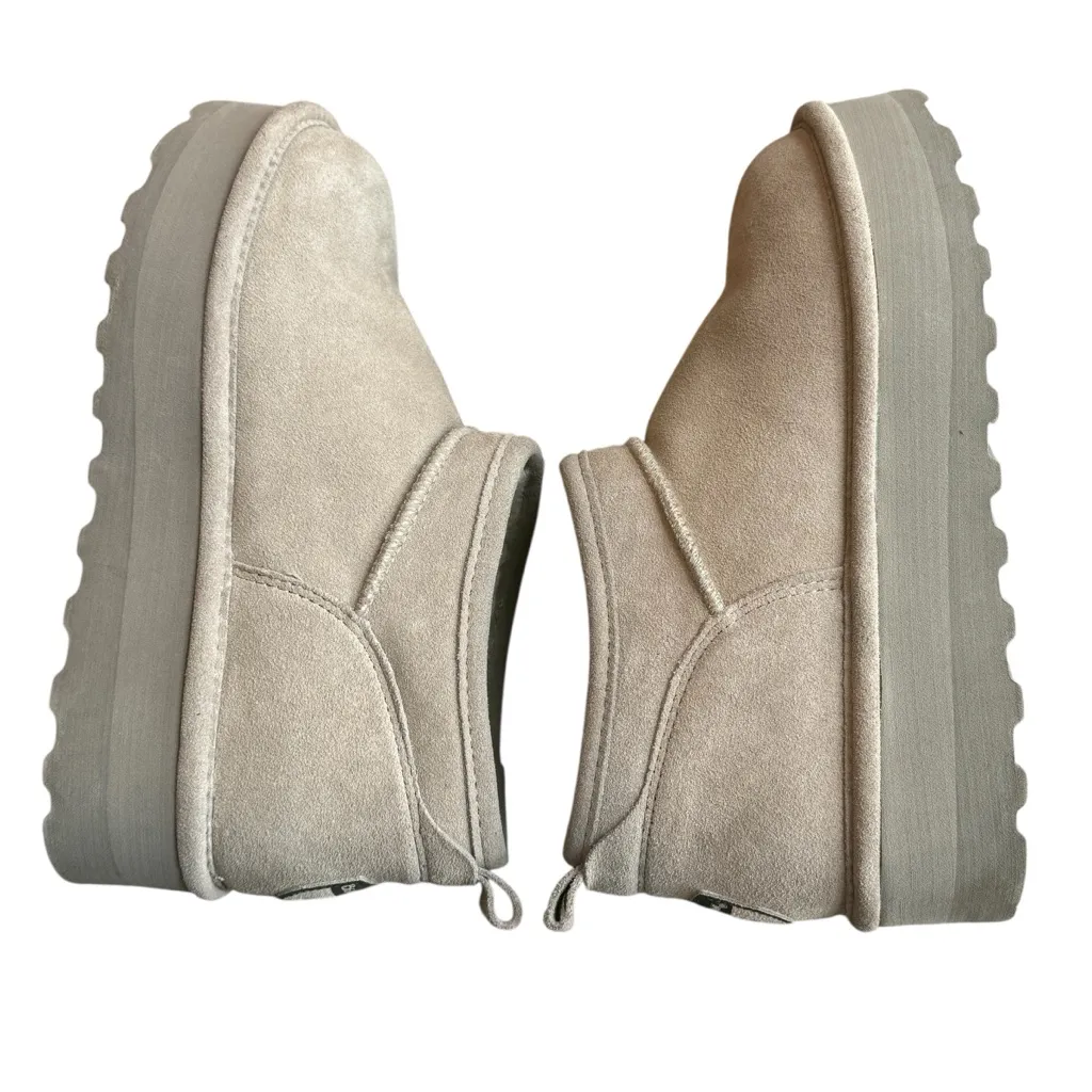 Bearpaw Size 9 Retro Super Shorty Platform Bootie Mushroom Beige Fur Lined Suede - Image 8