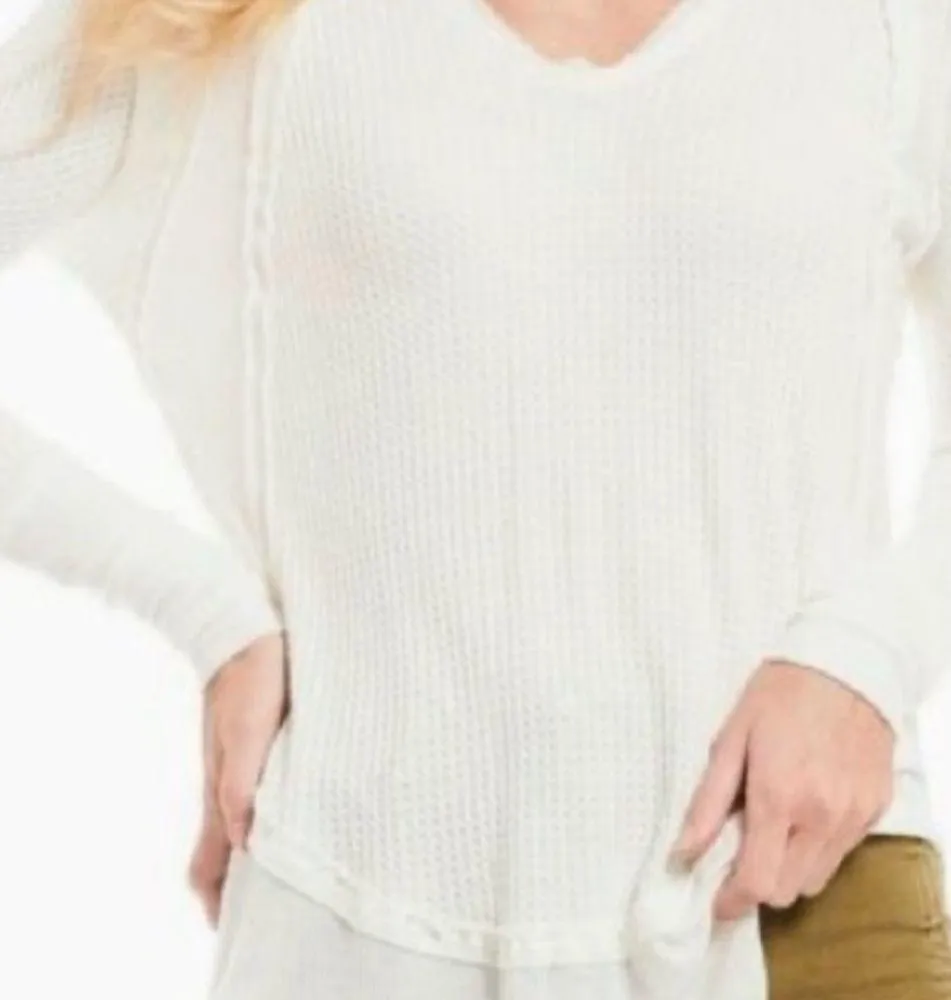 Free people we the free Catalina v-neck long sleeve wafle knit thermal shirt S - Image 4
