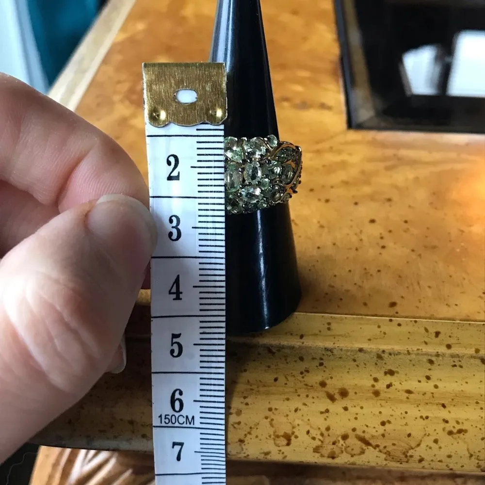 Natural Mint Garnet Sterling Silver 18k Yellow Gold Vermeil Ring Size 7 Green - Image 9