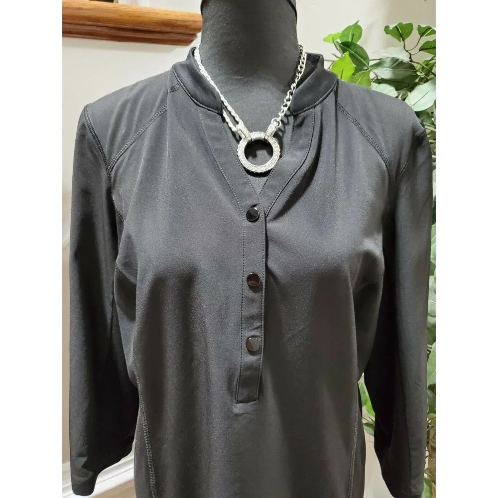 Chico's Womens Solid Black Polyester V-Neck Long Sleeve Knee Length Dress Size 1 - Image 2