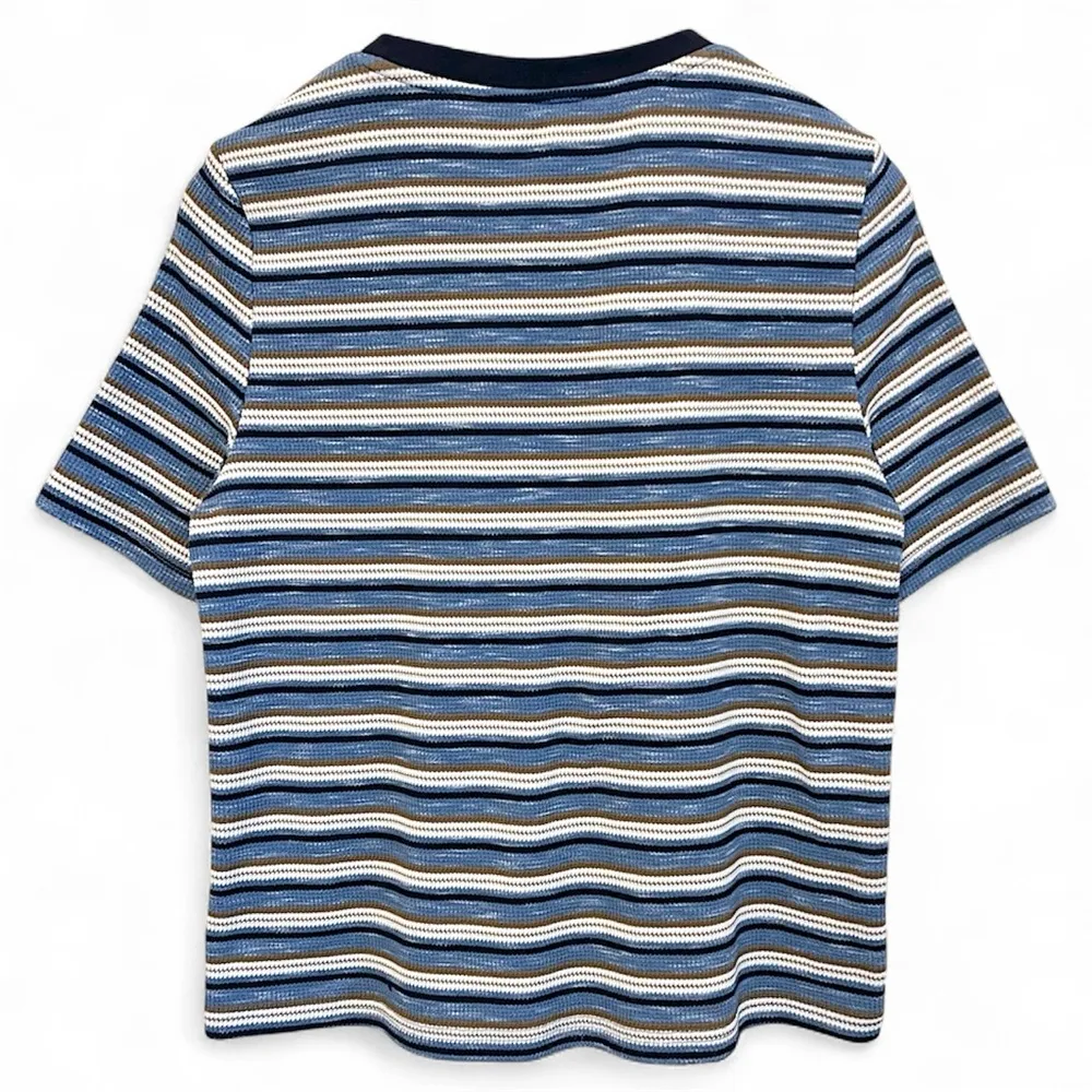 KUOSE striped Tshirt, stretchy knit, blue and white, size S - Image 6
