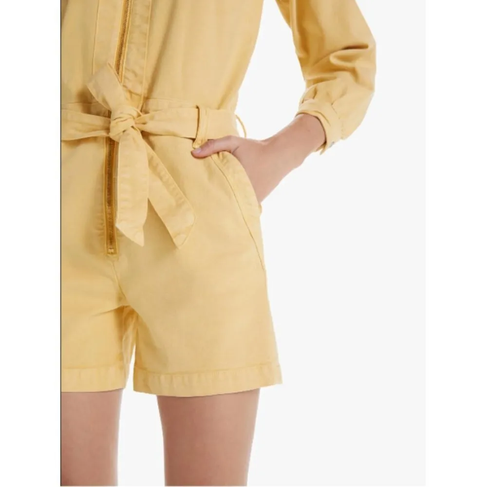 đź’•MOTHER DENIMđź’• Gatherer Short Romper ~ So Far Gone - Rattan Yellow Size Small - Image 7