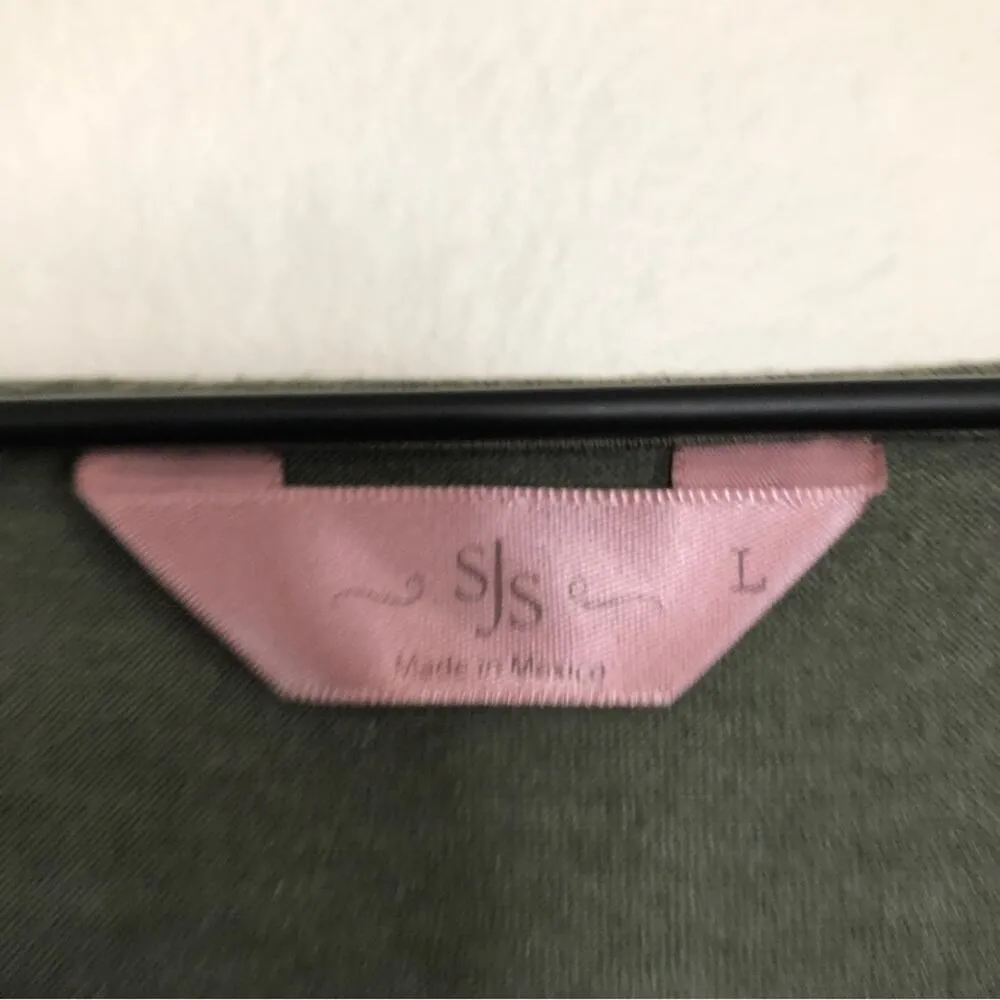 SJS Green Gold Metallic Arrows 3/4 Sleeves Knot Front Casual Tee T - Image 2