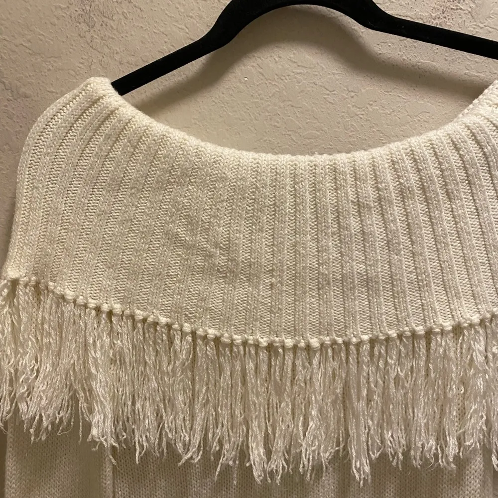 House of Harlow 1960 X Revolve Ivory Fringe Trim Jazzie Sweater Size XS - Image 10