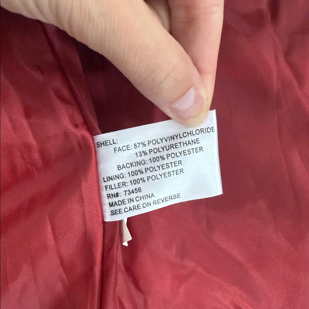 Vintage Faux Red Leather Jacket - Image 2