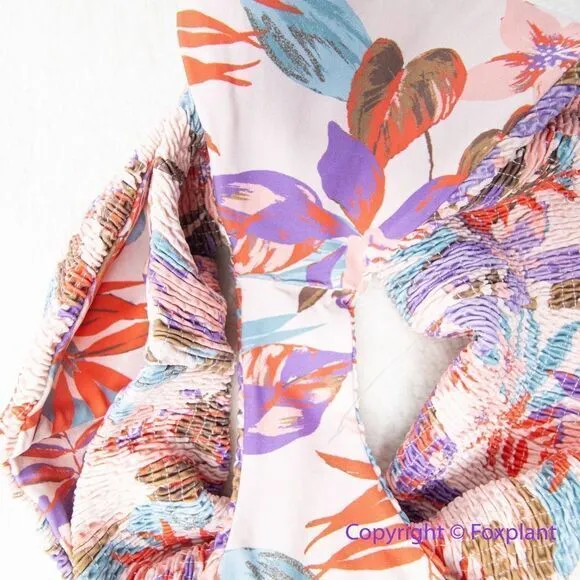 NEW Free People Citrine Dakota aloha blooms‎ floral bikini bottom, size S Purple - Image 11