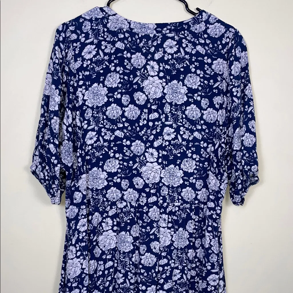 Knox Rose Women’s Boho Cottagecore Floral Print Navy Blue Ivory Midi Maxi Dress - Image 7