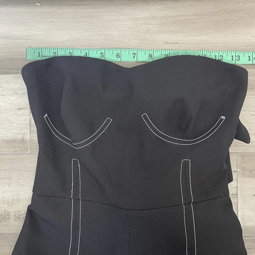 NWT Topshop Contrast Stitch Strapless Jumpsuit Black 6 - Image 8