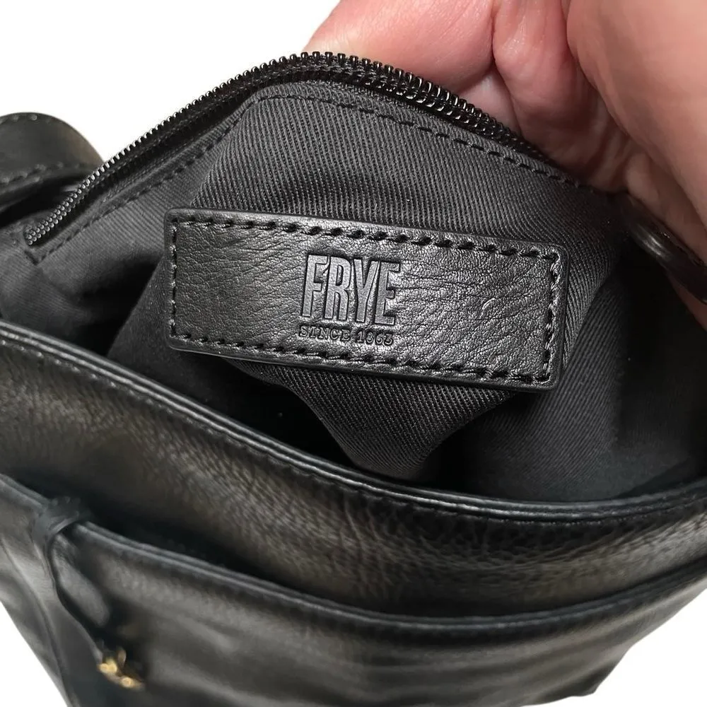 Frye Leather Crossbody Bag Claude Messenger Pebbled Black - Image 12