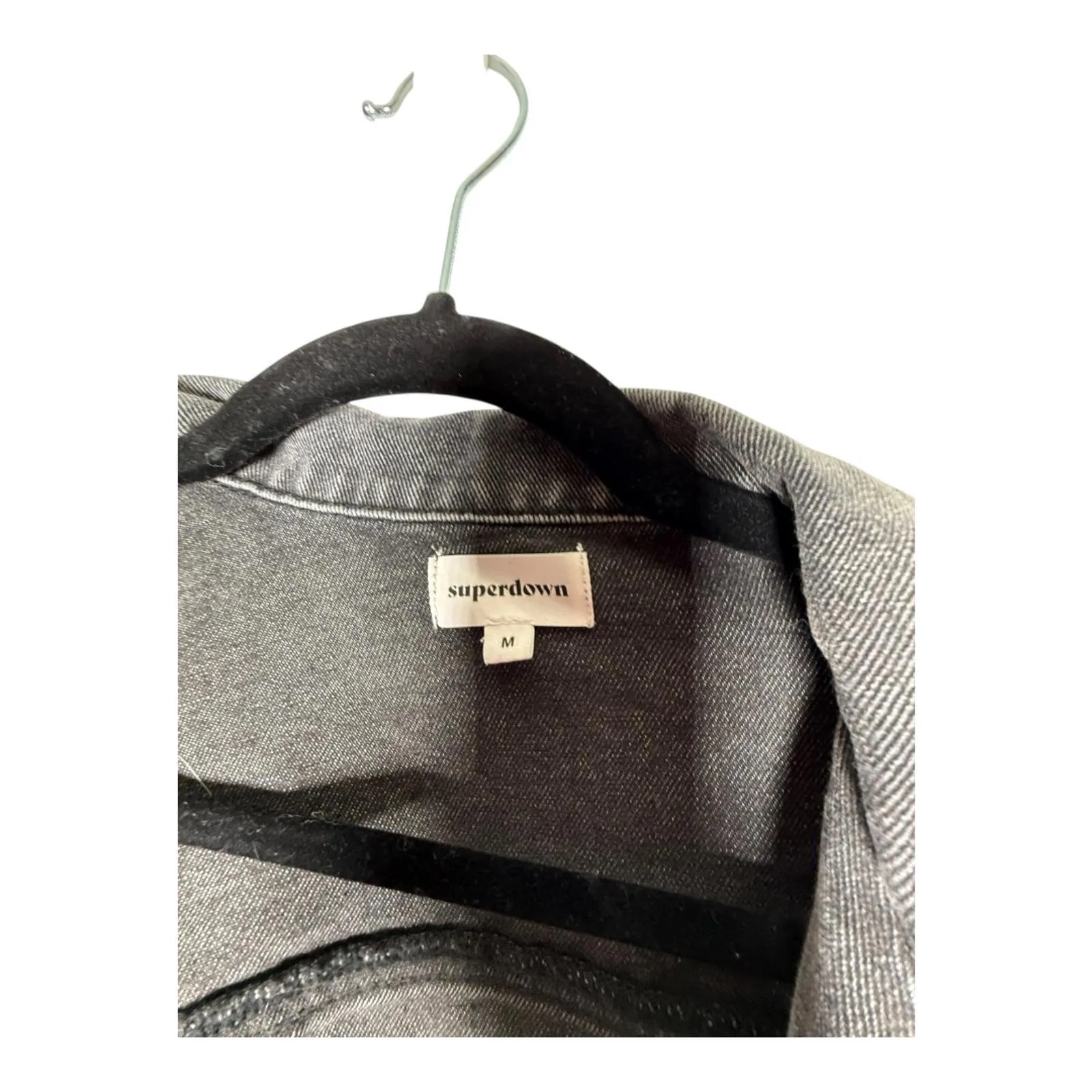 Superdown Faith Washed Black Denim Moto Jacket Medium Cropped EUC Revolve - Image 5