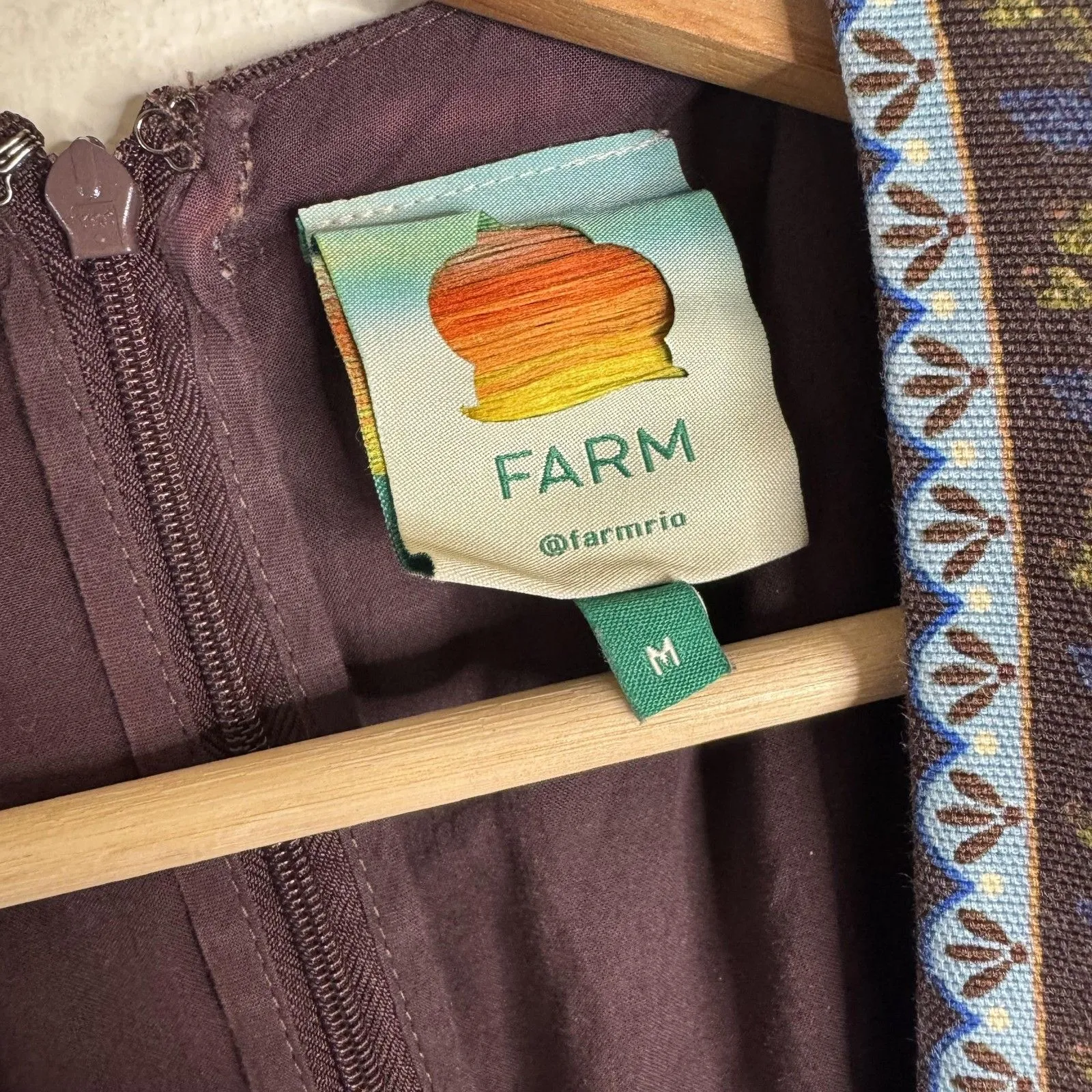 Farm Rio Jumpsuit Womens Medium Brown Blue Floral Belted Long Sleeve V Neck Boho - Image 8