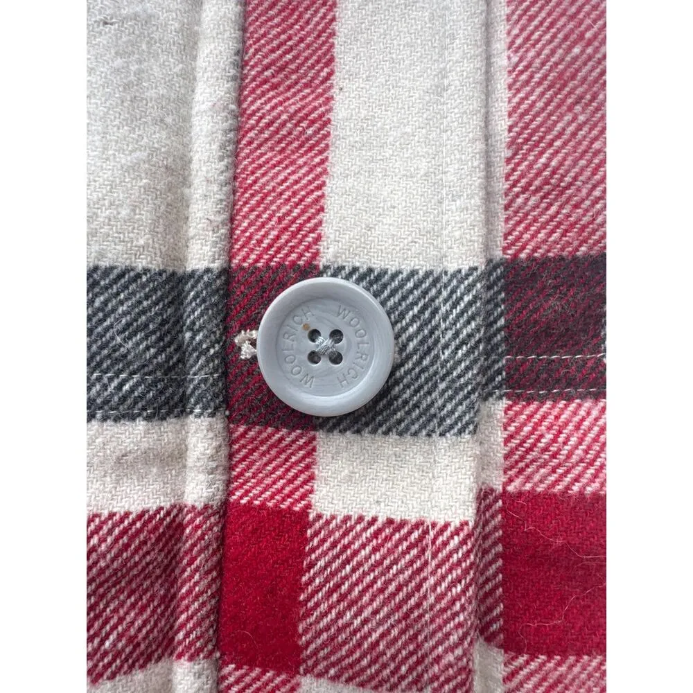 Woolrich Women’s Vest M Cream Black Red Gingham Button Up Wool Blend - Image 2