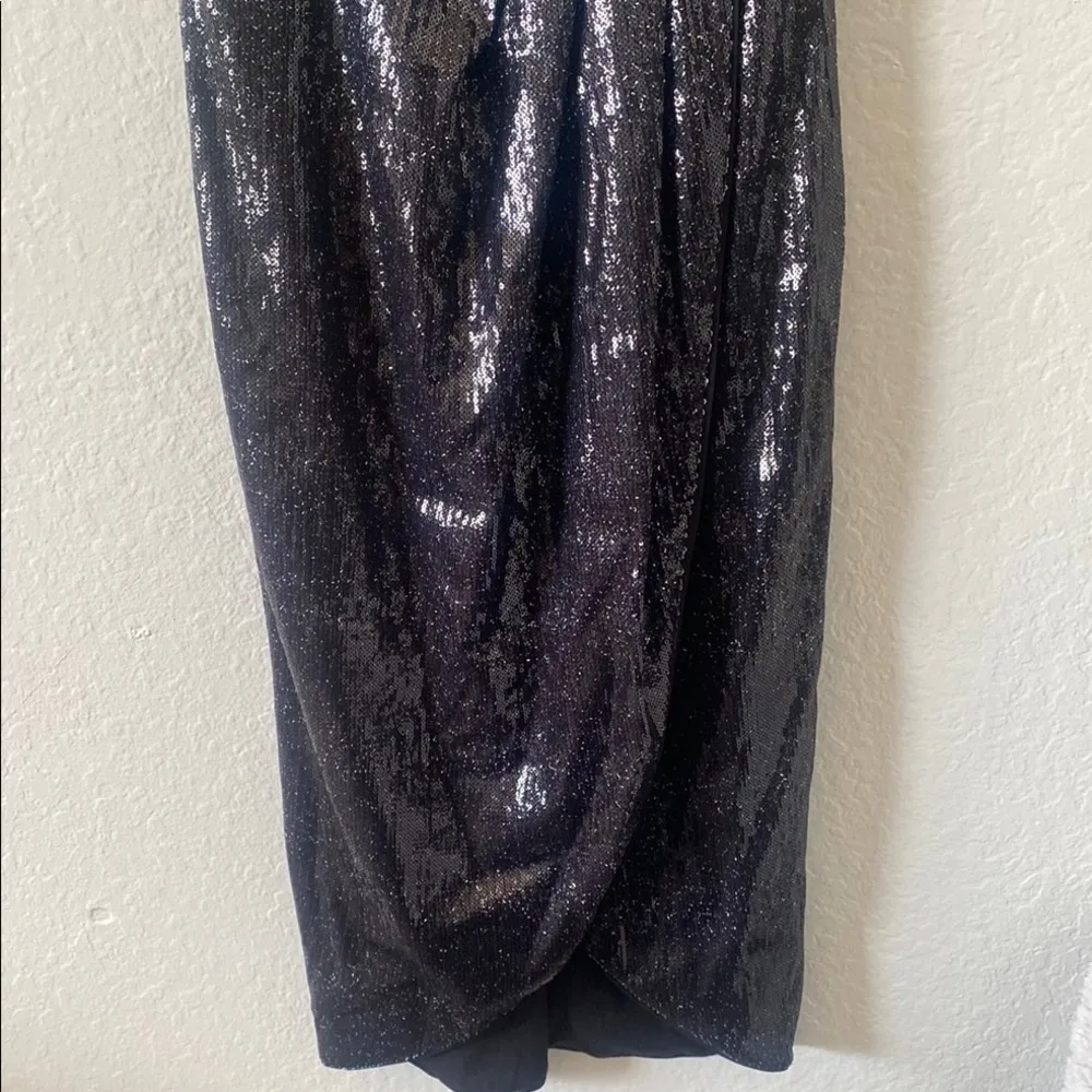 RACHEL Rachel Roy Black Asymmetrical Wrap Midi Dress Size 10 - Image 4