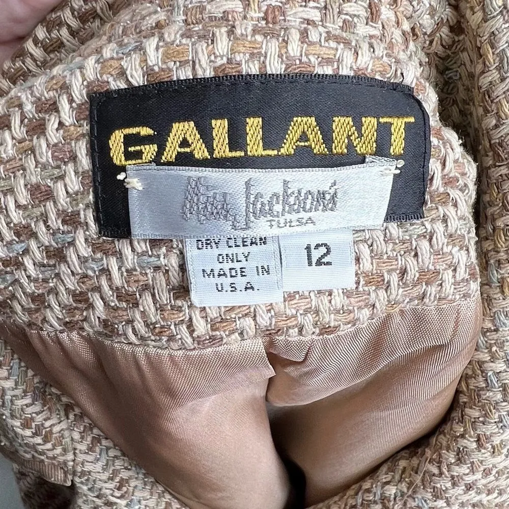 Vintage‎ Gallant Silk Skirt Set Tan Size undefined - Image 13