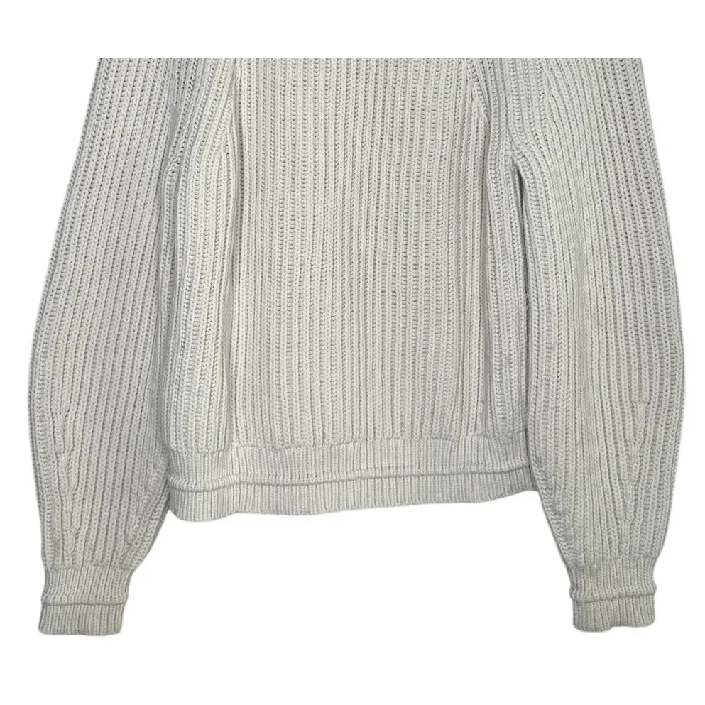 J.Crew  Chunky Ribbed Crewneck Long Sleeve Pullover Sweater Stretch M Cream - Image 7