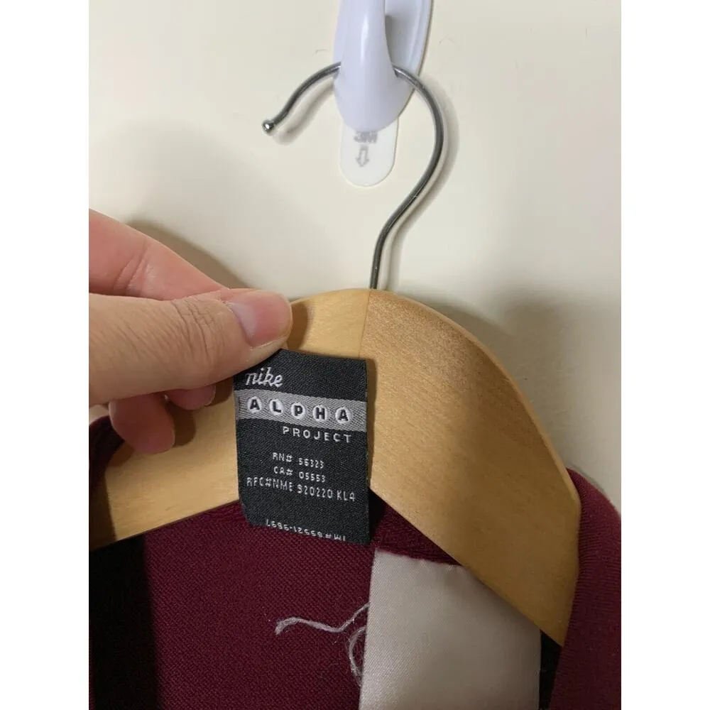 Nike Alpha Project Full Zip Jacket Womens Large 12-14 Vintage Maroon Fleece Line - Image 7