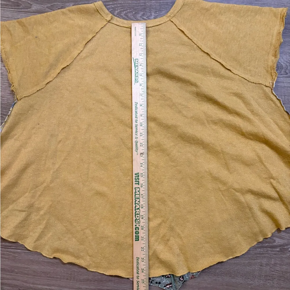 Easel Swing Top Cat print Oversized Shirt Handkerchief Hem Mustard Yellow Sz L​ - Image 8