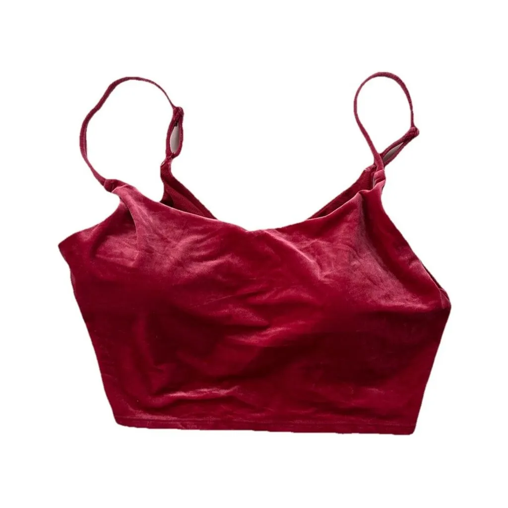Athleta Elation Velvet V-neck Crop Top Sports Bra | Size XL | Berry Fuchsia - Image 3