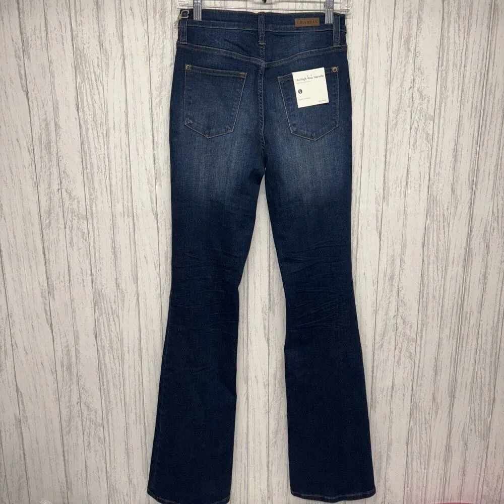 Womens Size 27 Lila Ryan Marielle High Rise Micro Flare Rustic Jeans NWT - Image 4